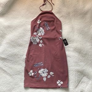 NWT Express Mauve Floral Halter Dress